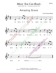 Click to Enlarge: "Amazing Grace," Rhythm Format