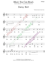 Click to Enlarge: "Daisy Bell," Solfeggio Format