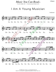 Click to Enlarge: "I Am A Young Musician," Solfeggio Format