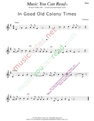 "In Good Old Colony Times," Music Format