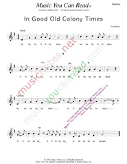 Click to Enlarge: "In Good Old Colony Times," Rhythm Format