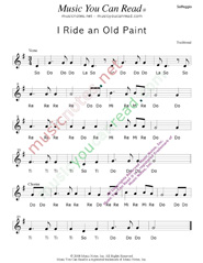Click to Enlarge: "I Ride an Old Paint," Solfeggio Format