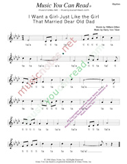 Click to Enlarge: "I Want a Girl Just Like the Girl That Married Dear Old Dad," Rhythm Format
