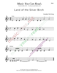 "Land of the Silver Birch," Music Format