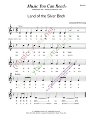 Click to Enlarge: "Land of the Silver Birch," Rhythm Format