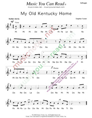 Click to Enlarge: "My Old Kentucky Home," Solfeggio Format
