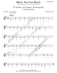Click to Enlarge: "O Cone, O Come, Emmanuel," Pitch Number Format