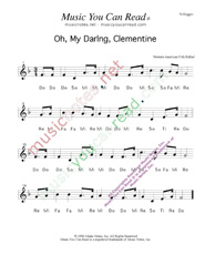 Click to Enlarge: "Oh, My Darling, Clementine," Solfeggio Format
