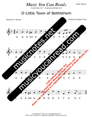Click to Enlarge: "O Little Town of Bethlehem" Letter Names Format