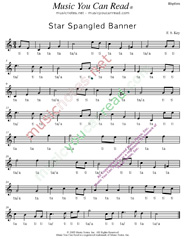 Click to Enlarge: "Star Spangled Banner," Rhythm Format