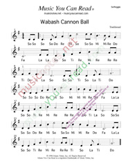 Click to Enlarge: "Wabash Cannon Ball," Solfeggio Format