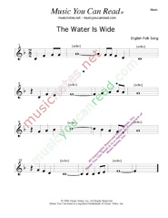 "The Water Is Wide," Music Format