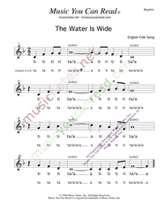 Click to Enlarge: "The Water Is Wide," Rhythm Format