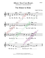 Click to Enlarge: "The Water Is Wide," Solfeggio Format