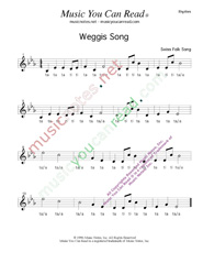 Click to Enlarge: "Weggis Song," Rhythm Format