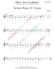 Click to Enlarge: "Yellow Rose of Texas," Pitch Number Format