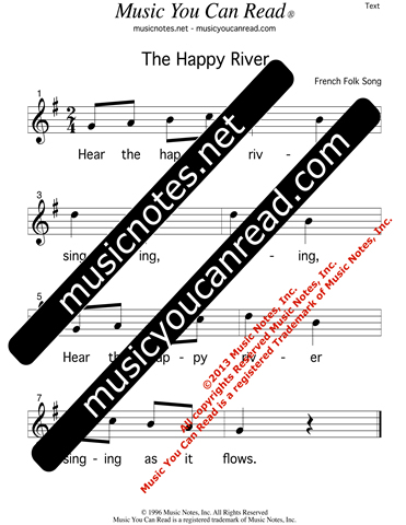 "The Happy River" Lyrics, Text Format