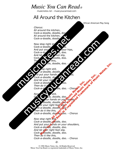"All Around the Kitchen" Lyrics, Text Format