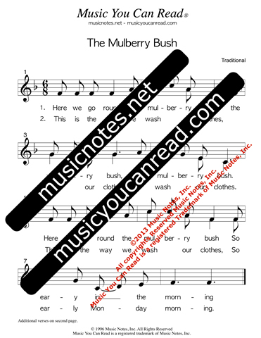 "The Mulberry Bush"  lyrics, Text Format
