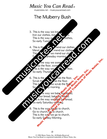 "The Mulberry Bush" lyrics, Text Format page 2