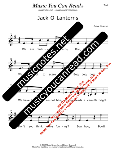 "Jack-O-Lanterns" Lyrics, Text Format