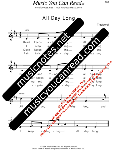 "All Day Long" Lyrics, Text Format