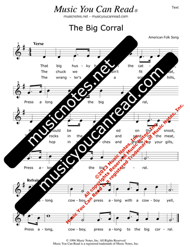"The Big Coral," Lyrics, Text Format