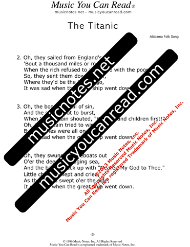 "The Titanic," Lyrics, Text Format